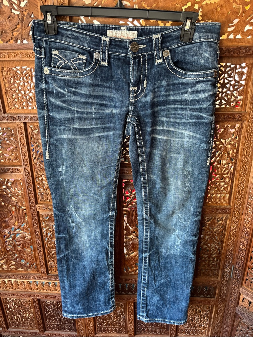 Vintage Collection Distressed Dark Wash Slim Jeans
